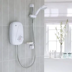 Mira Sh Mira - Vigour Manual Power Shower - White & Chrome -Bathroom Extractor Fans Sales 1.1532.354 d1