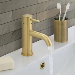Just Taps Plu JTP Vos Brushed Brass Single Lever Basin Mixer