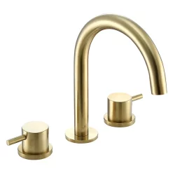 Just Taps Plu JTP Vos Brushed Brass 3 Hole Deck Mounted Basin Mixer