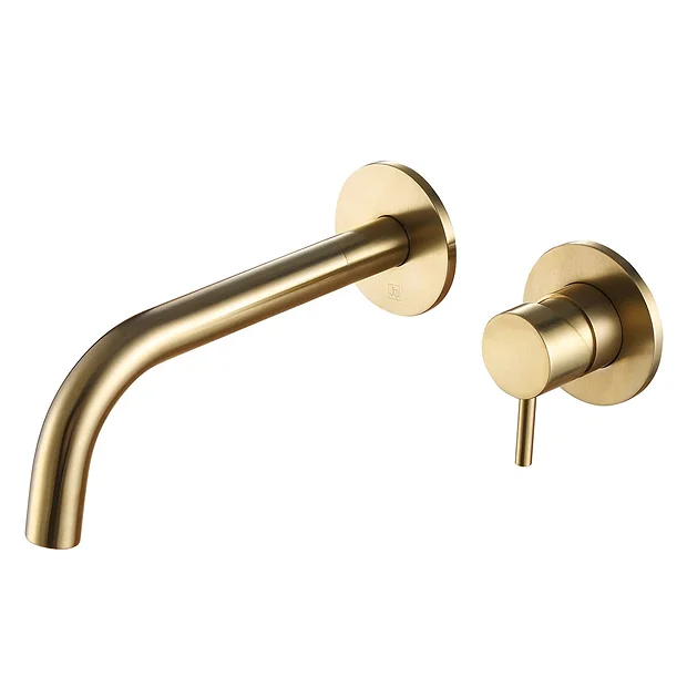 Just Taps Plu JTP Vos Brushed Brass Wall Mounted Single Lever Basin Mixer 4 Just Taps Plu JTP Vos Brushed Brass Wall Mounted Single Lever Basin Mixer - Image 2