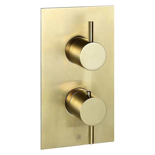 Just Taps Plu JTP Vos Brushed Brass Twin Outlet Thermostatic Concealed Shower Valve 4 Just Taps Plu JTP Vos Brushed Brass Twin Outlet Thermostatic Concealed Shower Valve - Image 2