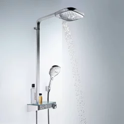 Hansgrohe Raindance Select E Showerpipe 300 With ShowerTablet Select 300 Thermostatic Shower - Chrome
