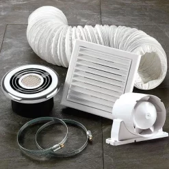 HIB Turbo Chrome Bathroom Inline Fan With LED Lights - Cool White -Bathroom Extractor Fans Sales 32200 d2 1