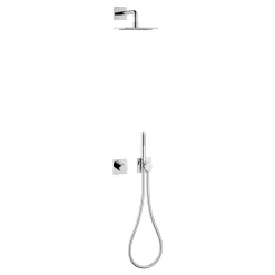 Keuco Ixmo Square Thermostatic Shower System With Head + Handset - Chrome