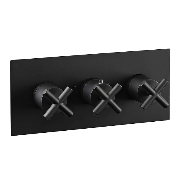Just Taps Plu JTP Solex Matt Black Twin Outlet Thermostatic Concealed Shower Valve Horizontal 3 Just Taps Plu JTP Solex Matt Black Twin Outlet Thermostatic Concealed Shower Valve Horizontal