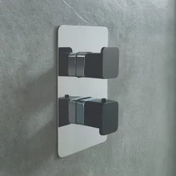 Just Taps Plu JTP Axel Twin Outlet Thermostatic Concealed Shower Valve With Matt Black Handles -Bathroom Extractor Fans Sales 74651mbh d1