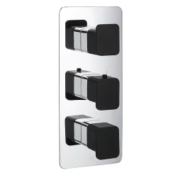 Just Taps Plu JTP Axel Triple Outlet Thermostatic Concealed Shower Valve Vertical With Matt Black Handles