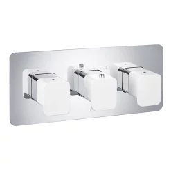 Just Taps Plu JTP Axel Triple Outlet Thermostatic Concealed Shower Valve Horizontal With Matt White Handles