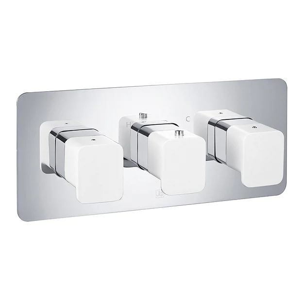 Just Taps Plu JTP Axel Triple Outlet Thermostatic Concealed Shower Valve Horizontal With Matt White Handles 3 Just Taps Plu JTP Axel Triple Outlet Thermostatic Concealed Shower Valve Horizontal With Matt White Handles
