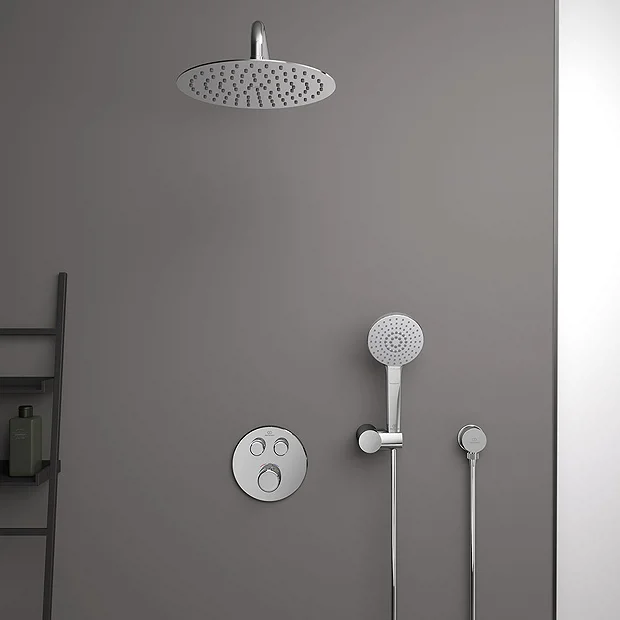 Ideal Standard Ceratherm Navigo Chrome Built-In Thermostatic 2 Outlet Round Shower Mixer + Easybox 3 Ideal Standard Ceratherm Navigo Chrome Built-In Thermostatic 2 Outlet Round Shower Mixer + Easybox