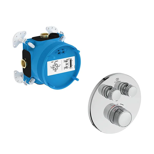 Ideal Standard Ceratherm Navigo Chrome Built-In Thermostatic 2 Outlet Round Shower Mixer + Easybox 4 Ideal Standard Ceratherm Navigo Chrome Built-In Thermostatic 2 Outlet Round Shower Mixer + Easybox - Image 2