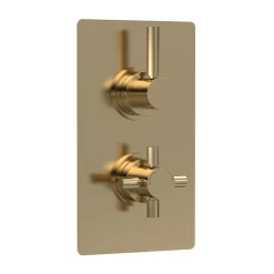 Hudson Reed Tec Pura Twin Concealed Thermostatic Shower Valve - Brushed Brass