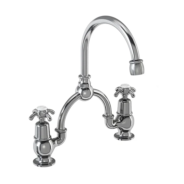 Urlington Bathroom Burlington - Anglesey 2TH Bridge Curved Spout Basin Mixer (230mm Centers) W Invisible Overflow 4 Urlington Bathroom Burlington - Anglesey 2TH Bridge Curved Spout Basin Mixer (230mm Centers) W Invisible Overflow - Image 2