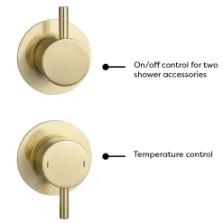 Arezzo Brushed Brass Concealed Individual Diverter + Thermostatic Control Valve W. 4 Body Jets + Fixed Head -Bathroom Extractor Fans Sales arzbisvpk5d4