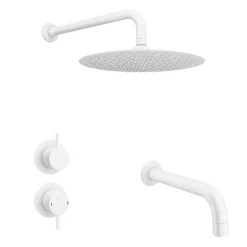 Arezzo Matt White Shower Set (Fixed Round Shower Head + Bath Spout) 6 Arezzo Matt White Shower Set (Fixed Round Shower Head + Bath Spout) -Bathroom Extractor Fans Sales arzmw4 l