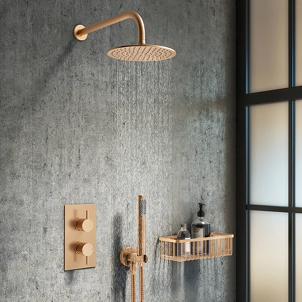 Arezzo Brushed Bronze Round Modern Twin Concealed Shower Valve With Diverter 5 Arezzo Brushed Bronze Round Modern Twin Concealed Shower Valve With Diverter - Image 3