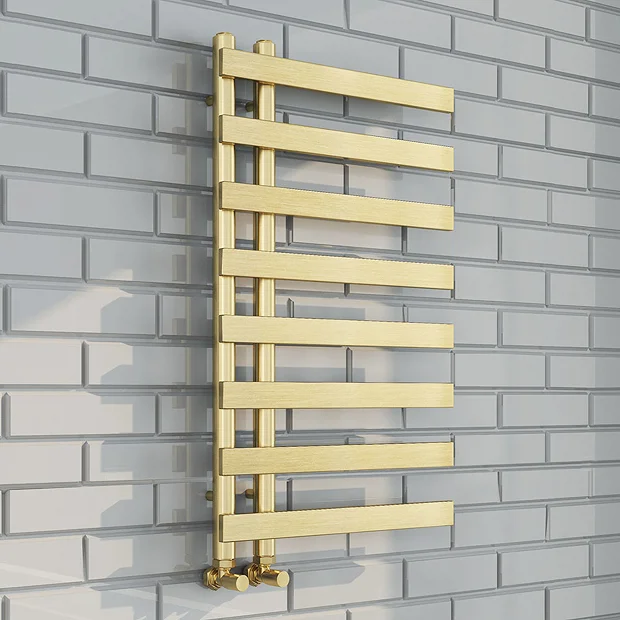 Arezzo Brushed Brass 800 X 500mm 8 Bars Designer Heated Towel Rail 4 Arezzo Brushed Brass 800 X 500mm 8 Bars Designer Heated Towel Rail - Image 2