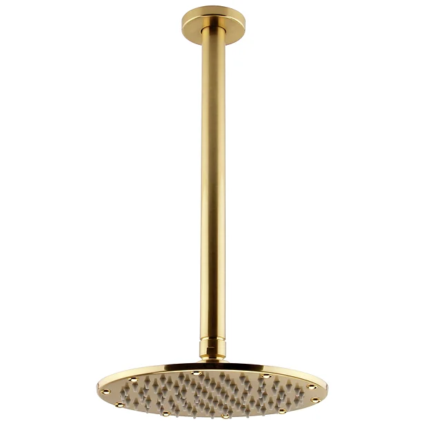 Arezzo Brushed Brass Round Thermostatic Shower Pack With Ceiling Mounted Head + Handset 6 Arezzo Brushed Brass Round Thermostatic Shower Pack With Ceiling Mounted Head + Handset - Image 4