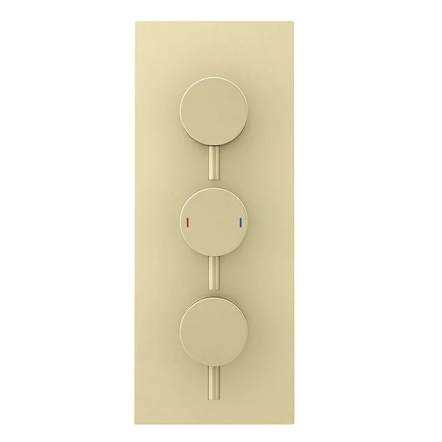 Arezzo Brushed Brass Round Thermostatic Shower Pack With Ceiling Mounted Head + Handset 3 Arezzo Brushed Brass Round Thermostatic Shower Pack With Ceiling Mounted Head + Handset
