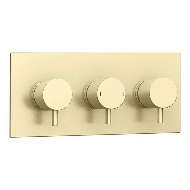 Arezzo Brushed Brass Round Modern Triple Concealed Shower Valve 6 Arezzo Brushed Brass Round Modern Triple Concealed Shower Valve - Image 4