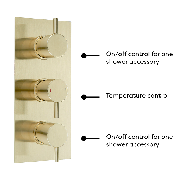 Arezzo Brushed Brass Round Modern Triple Concealed Shower Valve 8 Arezzo Brushed Brass Round Modern Triple Concealed Shower Valve - Image 6