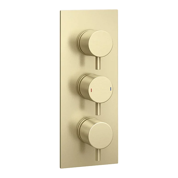 Arezzo Brushed Brass Round Modern Triple Concealed Shower Valve 4 Arezzo Brushed Brass Round Modern Triple Concealed Shower Valve - Image 2