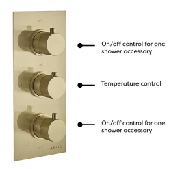 Arezzo Fluted Brushed Brass Round Thermostatic Shower Pack With Head + Handset -Bathroom Extractor Fans Sales azfr2bbpk d1