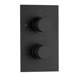 Arezzo Fluted Matt Black Round Shower Package With Concealed Valve + Head -Bathroom Extractor Fans Sales azfr2mbpk d2a