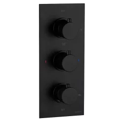 Arezzo Fluted Matt Black Round Thermostatic Shower Pack With Head + Handset -Bathroom Extractor Fans Sales azfr4mbpk d1