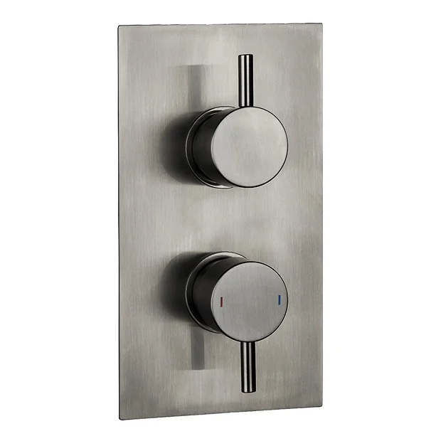 Arezzo Brushed Gunmetal Grey Round Modern Twin Concealed Shower Valve 4 Arezzo Brushed Gunmetal Grey Round Modern Twin Concealed Shower Valve - Image 2