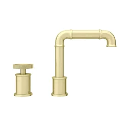 Arezzo Brushed Brass 2TH Industrial Style Deck Mounted Basin Mixer