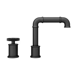 Arezzo Matt Black 2TH Industrial Style Deck Mounted Basin Mixer