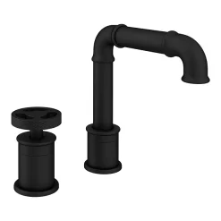 Arezzo Matt Black 2TH Industrial Style Deck Mounted Basin Mixer -Bathroom Extractor Fans Sales azisbk02d2