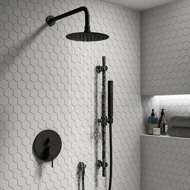Arezzo Matt Black Round Concealed Manual Shower Valve With Diverter 5 Arezzo Matt Black Round Concealed Manual Shower Valve With Diverter - Image 3