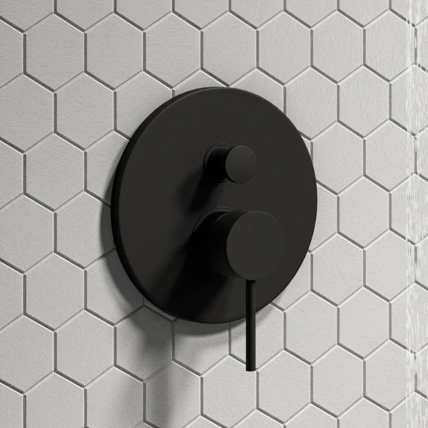 Arezzo Matt Black Round Concealed Manual Shower Valve With Diverter 7 Arezzo Matt Black Round Concealed Manual Shower Valve With Diverter - Image 5