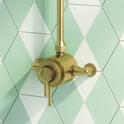 Arezzo Brushed Brass Round Exposed Dual Thermostatic Shower Valve -Bathroom Extractor Fans Sales azsv4bbe d1