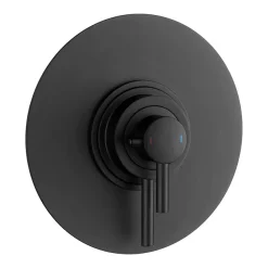Arezzo Matt Black Round Concealed Dual Thermostatic Valve W. 200mm Shower Head -Bathroom Extractor Fans Sales azsv4mbpk d1