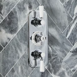 Bayswater White Triple Concealed Thermostatic Shower Valve With Diverter -Bathroom Extractor Fans Sales bayswatershowersd1