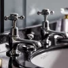 Bayswater White Crosshead Domed Collar Traditional Basin Taps -Bathroom Extractor Fans Sales bayt201 d2