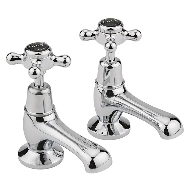 Bayswater Black Crosshead Domed Collar Traditional Basin Taps 4 Bayswater Black Crosshead Domed Collar Traditional Basin Taps - Image 2
