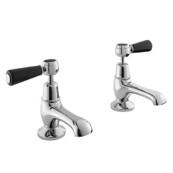 Bayswater Black Lever Domed Collar Traditional Basin Taps -Bathroom Extractor Fans Sales bayt341 ln