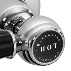 Bayswater Black Lever Domed Collar 3 Tap Hole Deck Basin Mixer + Pop-Up Waste