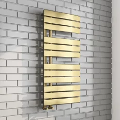 Arezzo Brushed Brass Designer Heated Towel Rail 1080 X 550mm