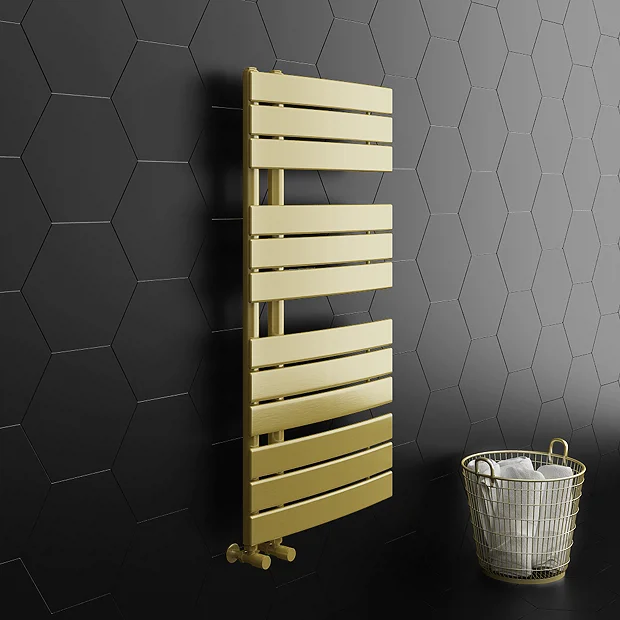 Arezzo Brushed Brass Designer Heated Towel Rail 1080 X 550mm 4 Arezzo Brushed Brass Designer Heated Towel Rail 1080 X 550mm - Image 2