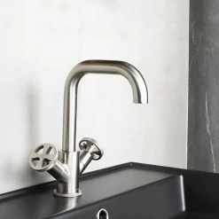 BagnoDesign Revolution Brushed Nickel Mono Basin Mixer With Pop-up Waste -Bathroom Extractor Fans Sales bdmrev311nb d2