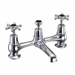 Urlington Bathroom Burlington Birkenhead Black Bridge Basin Mixer With Plug & Chain Waste