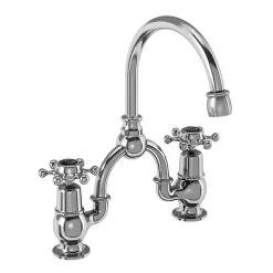 Urlington Bathroom Burlington Birkenhead Black 2TH Bridge Curved Spout Basin Mixer (200mm Centers)