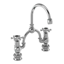 Urlington Bathroom Burlington Birkenhead Regent Black 2TH Bridge Curved Spout Basin Mixer (230mm Centers)
