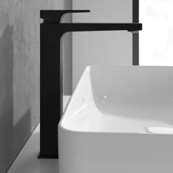Villeroy & Boch Villeroy And Boch Architectura Tall Matt Black Square Single Lever Basin Mixer With Pop Up Waste
