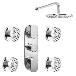 Victorian Plumbing Bosa Concealed Thermostatic Valve With Fixed Shower Head + 4 Body Jets -Bathroom Extractor Fans Sales bospk01 d2